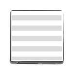 Horizontal Stripes - White and Gainsboro Gray Memory Card Reader (Square)