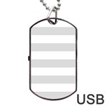 Horizontal Stripes - White and Gainsboro Gray Dog Tag USB Flash (One Side)