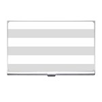Horizontal Stripes - White and Gainsboro Gray Business Card Holder