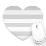 Horizontal Stripes - White and Gainsboro Gray Heart Mousepad