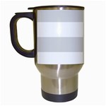 Horizontal Stripes - White and Gainsboro Gray Travel Mug (White)