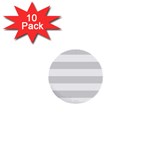 Horizontal Stripes - White and Gainsboro Gray 1  Mini Button (10 pack)