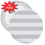 Horizontal Stripes - White and Gainsboro Gray 3  Button (10 pack)