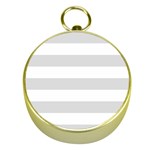 Horizontal Stripes - White and Gainsboro Gray Gold Compass