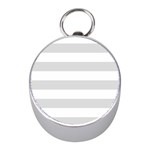 Horizontal Stripes - White and Gainsboro Gray Silver Compass (Mini)