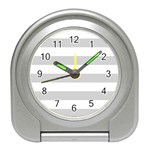 Horizontal Stripes - White and Light Gray Desk Alarm Clock