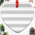 Horizontal Stripes - White and Light Gray Ornament (Heart)