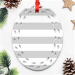 Horizontal Stripes - White and Light Gray Oval Filigree Ornament (Two Sides)