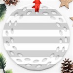 Horizontal Stripes - White and Light Gray Round Filigree Ornament (Two Sides)