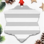 Horizontal Stripes - White and Light Gray Snowflake Ornament (Two Sides)