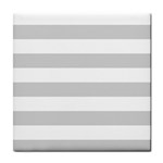Horizontal Stripes - White and Light Gray Tile Coaster