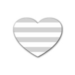 Horizontal Stripes - White and Light Gray Rubber Coaster (Heart)