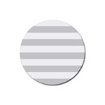 Horizontal Stripes - White and Light Gray Rubber Round Coaster (4 pack)