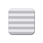 Horizontal Stripes - White and Light Gray Rubber Coaster (Square)