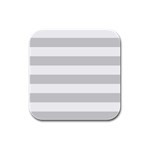 Horizontal Stripes - White and Light Gray Rubber Square Coaster (4 pack)