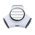 Horizontal Stripes - White and Light Gray Portable USB Hub (One Side)
