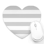 Horizontal Stripes - White and Light Gray Heart Mousepad