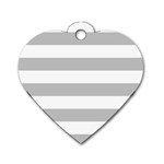 Horizontal Stripes - White and Silver Gray Dog Tag Heart (One Side)