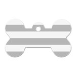 Horizontal Stripes - White and Silver Gray Dog Tag Bone (One Side)