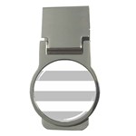 Horizontal Stripes - White and Silver Gray Money Clip (Round)