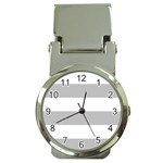 Horizontal Stripes - White and Silver Gray Money Clip Watch