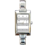 Horizontal Stripes - White and Silver Gray Rectangle Italian Charm Watch