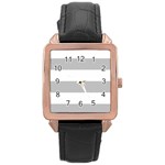 Horizontal Stripes - White and Silver Gray Rose Gold Leather Watch