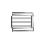 Horizontal Stripes - White and Silver Gray Italian Charm (9mm)