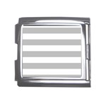 Horizontal Stripes - White and Silver Gray Mega Link Italian Charm (18mm)