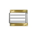 Horizontal Stripes - White and Silver Gray Gold Trim Italian Charm (9mm)