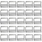 Horizontal Stripes - White and Silver Gray 9mm Italian Charm (25 pack)