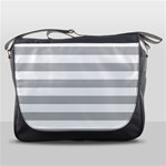 Horizontal Stripes - White and Silver Gray Messenger Bag