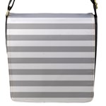 Horizontal Stripes - White and Silver Gray Flap Closure Messenger Bag (S)