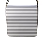 Horizontal Stripes - White and Silver Gray Flap Closure Messenger Bag (L)