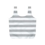 Horizontal Stripes - White and Silver Gray Full Print Recycle Bag (S)