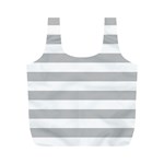 Horizontal Stripes - White and Silver Gray Full Print Recycle Bag (M)