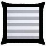 Horizontal Stripes - White and Silver Gray Throw Pillow Case (Black)