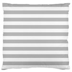 Horizontal Stripes - White and Silver Gray Large Cushion Case (One Side)