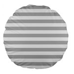 Horizontal Stripes - White and Silver Gray Large 18  Premium Round Cushion