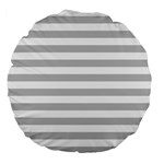 Horizontal Stripes - White and Silver Gray Large 18  Premium Flano Round Cushion