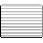 Horizontal Stripes - White and Silver Gray Fleece Blanket (Medium) (One Side)
