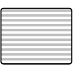 Horizontal Stripes - White and Silver Gray Double Sided Fleece Blanket (Medium) (Two Sides)