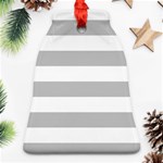 Horizontal Stripes - White and Silver Gray Ornament (Bell)