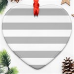 Horizontal Stripes - White and Silver Gray Ornament (Heart)