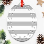 Horizontal Stripes - White and Silver Gray Oval Filigree Ornament (Two Sides)