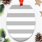 Horizontal Stripes - White and Silver Gray Oval Ornament (Two Sides)