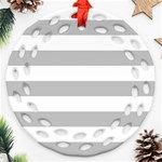 Horizontal Stripes - White and Silver Gray Round Filigree Ornament (Two Sides)