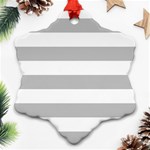Horizontal Stripes - White and Silver Gray Snowflake Ornament (Two Sides)