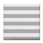 Horizontal Stripes - White and Silver Gray Tile Coaster