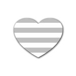 Horizontal Stripes - White and Silver Gray Rubber Coaster (Heart)